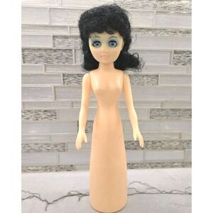 Vintage 60s 70s Big Eye Fashion Mannequin Display Doll 13in Black Hair Blue Eyes